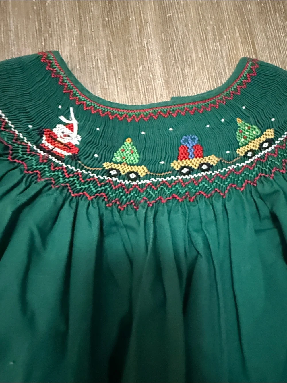 Girls' Green Smocked Holiday Dress